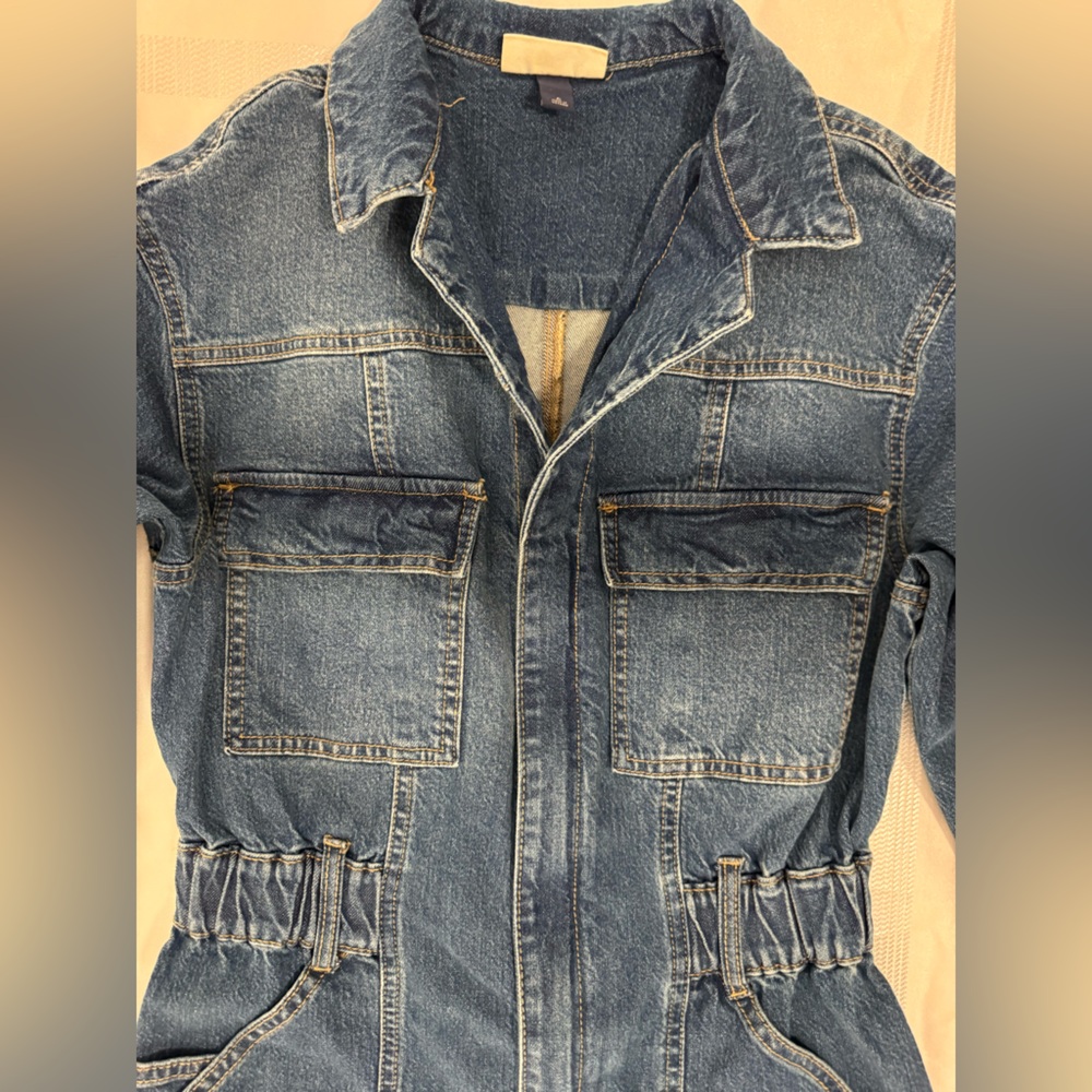 Dark Blue Denim Jumpsuit - Picture 2 of 3